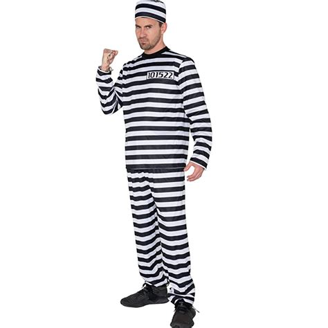 prisoner costume men s prisoner uniform striped black white long sleeve prisoner uniform