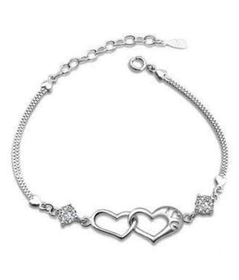 sterling silver loving double heart swarovski crystal bracelet for women and girls buy sterling