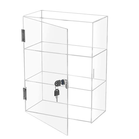 Acrylic Display Cabinet With Lock Rectangular Locking Clear Acrylic