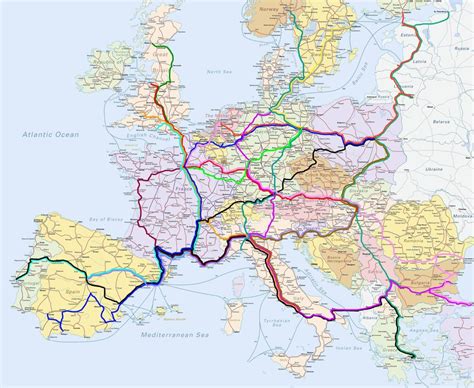 Map Of Europe With Rail Lines Map Of World