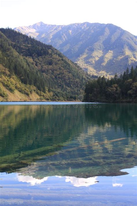 Mirror Lake In Jiuzhaigou National Park Of Sichuan China Stock Image