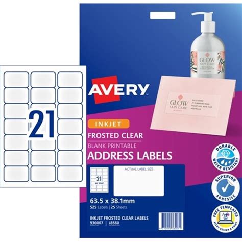 Use these templates as a guidline layer. Avery Clear Mailing Inkjet Labels J8560 21 Per Sheet | OfficeMax NZ