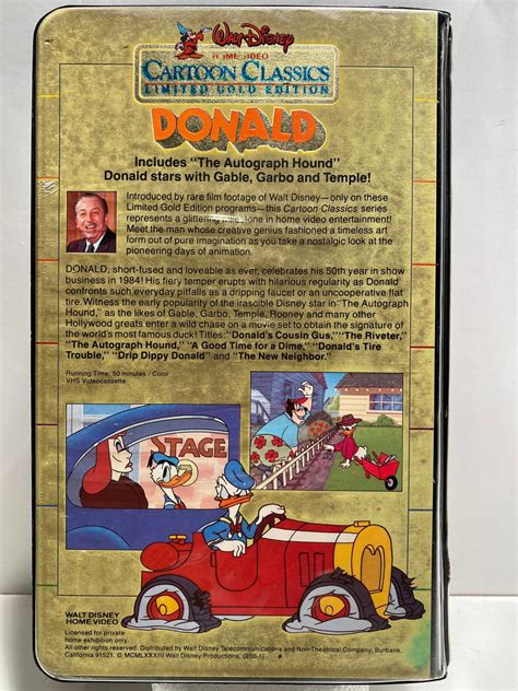 Donald Walt Disney Cartoon Classic Limited Gold Edition Vhs Etsy
