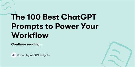 The 100 Best Chatgpt Prompts To Power Your Workflow — Ai Gpt Insights