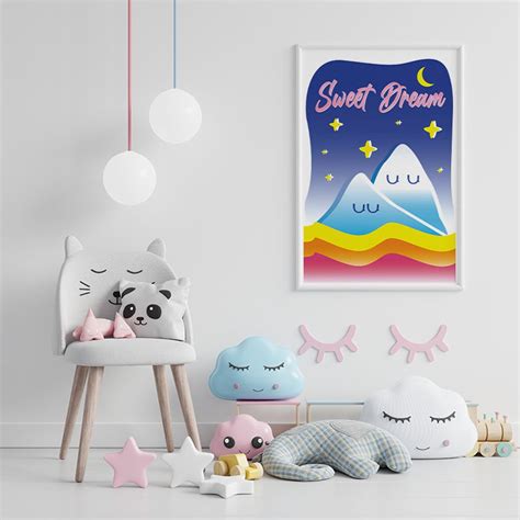 Digital Print Sweet Dream Kids Room Decoration Wall Art Etsy