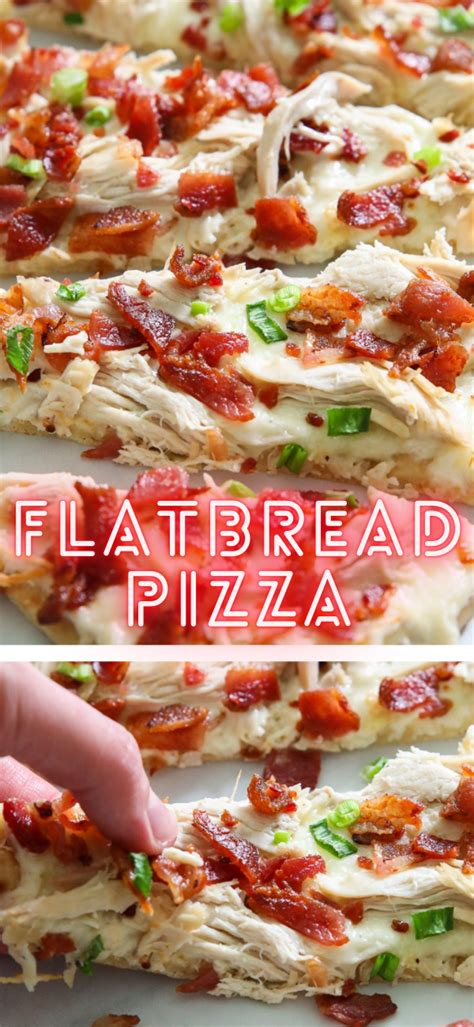 Brush olive oil evenly over top of flatbread and bake 4 to 5 minutes or just until bottom is crisp. Chicken Bacon Ranch Flatbread Pizza | Chicken bacon ...