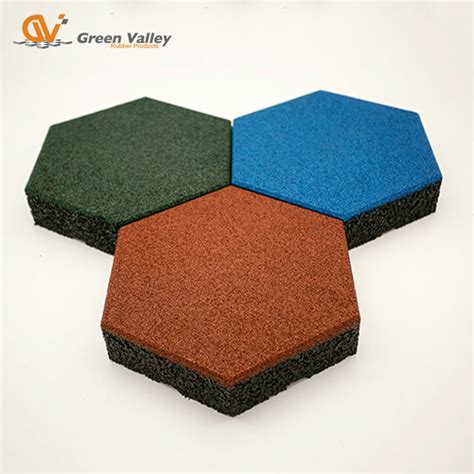 Outdoor Safety Sexangular Hexagon Rubber Floor Tiles Pavers China Outdoor Rubber Tiles And