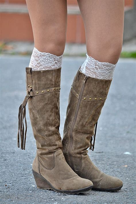 Boot Cuffs Lace Ivory Boot Cuff Topper Women Faux Leg Warmers Etsy