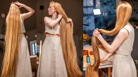 Realrapunzels Blonde Rapunzel Oiling And Brushing Her Hair Photoshoot