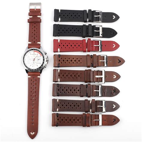 Handmade Genuine Leather Black Red Gray Watch Strap 18mm 20mm Etsy UK