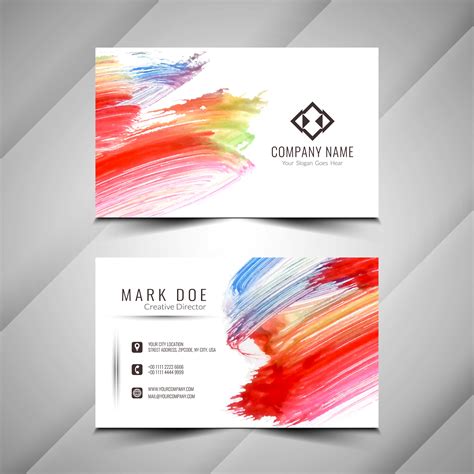 Abstract Colorful Watercolor Business Card Design Template 240874