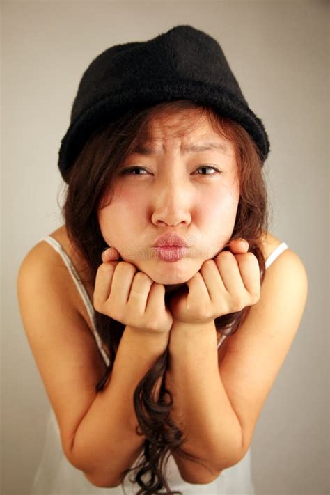 an asian girl with angry face stock image image of female angry 17811737