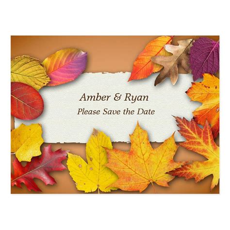 Autumn Wedding Fall Colors Save The Date Postcard In