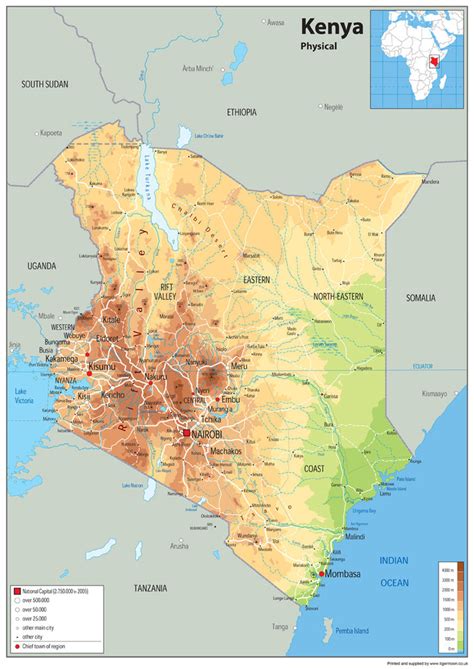 Kenya Physical Map I Love Maps