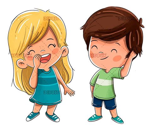 Children Friends Smiling Happy Niños Dibujos Animados Caricaturas De