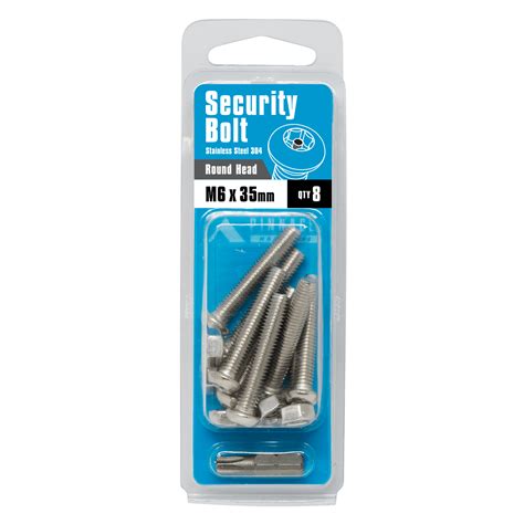 Security Bolt M6 1 X 35 Stainless Steel Round Head Pinnacle Hardware
