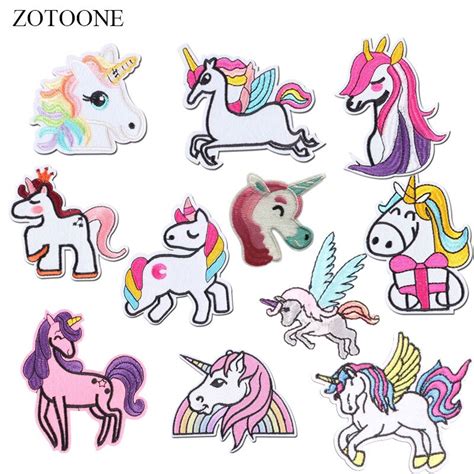 Zotoone Unicorn Patches Colorful Stickers Diy Iron On Clothes Heat
