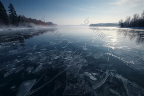 冬季结冰的湖面图片 包图网