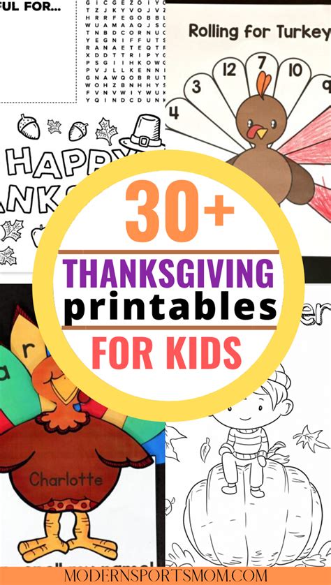 30 Free Thanksgiving Printables For Kids Modern Sports Mom
