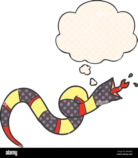Cartoon Hissing Snake With Thought Bubble In Comic Book Style Stock