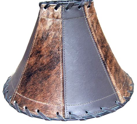 Cowhide And Leather Lamp Shades Brindle Cowhide Black Leather