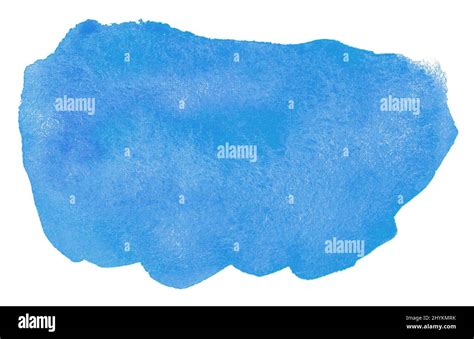Blue Watercolor Hand Drawn Stain On White Paper Grain Texture Abstract
