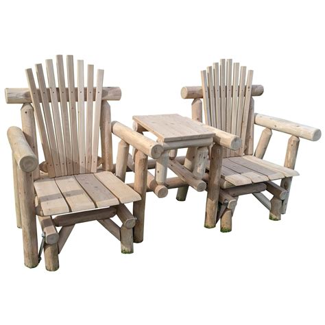 Outdoor White Cedar Log Adirondack Gliding Settee