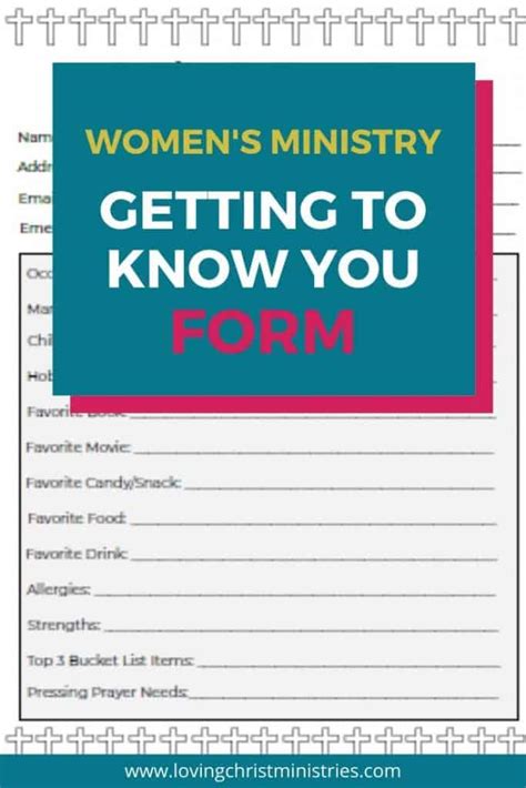 Getting to Know You Form for Women's Ministry - Loving Christ Ministries