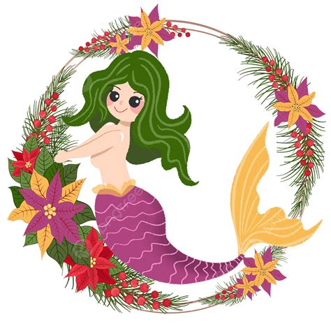 Purple Mermaid Png Transparent Cute Purple Mermaid Wreath Purple