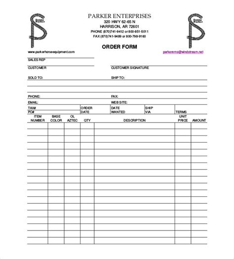 blank order form templates   excel