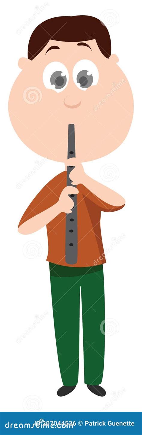 Boy Playing Flute Illustration Vector Stock Vector Illustration Of