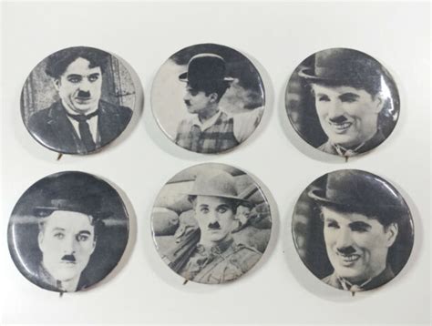 Lot Of 6 Vintage Charlie Chaplin Original 1960s Pinback Buttons 60s Hat