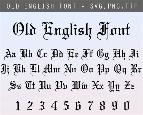 Old English Fonts Svg Ttf Png Letters Numbers Font For Cricut Ttf