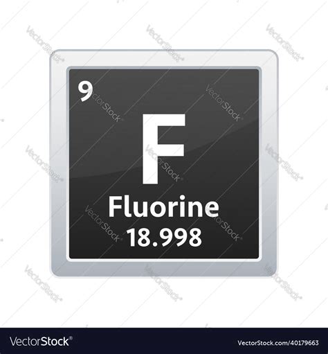Fluorine Symbol Chemical Element Of The Periodic Vector Image