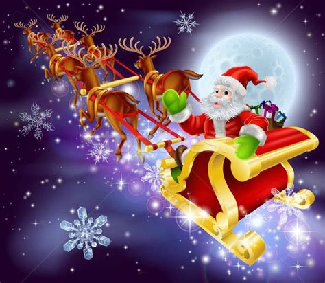 Stock fotó Karácsony mikulás repülés szánkó rajz illusztráció
