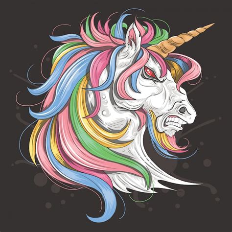 Premium Vector Unicorn Fierce Rainbow Full Color