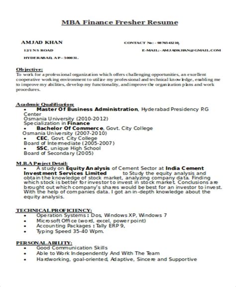 Some companies say that my resume is very simple and needs to be more professional.can somebody send me a professional mba resume format for freshers (indian). 20+ Professional Finance Resume Templates - PDF, DOC | Free & Premium Templates