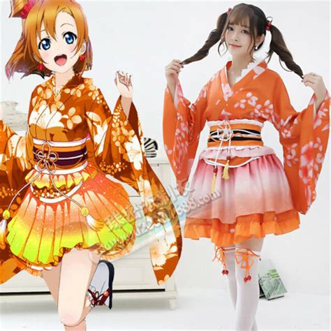 Girls Lolita Honoka Kousaka Summer Yukata Dress Anime Love Live Cospaly