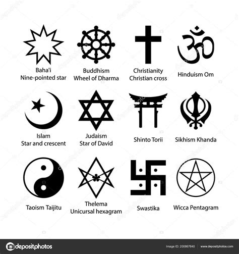 Religious Symbols Set Religion Signs Simple Black Icon Set Stock Vector By ©tsvetinaiv 200867640