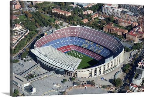 Camp Nou Stadium Barcelona Spain Aerial Photograph Wall Art Canvas