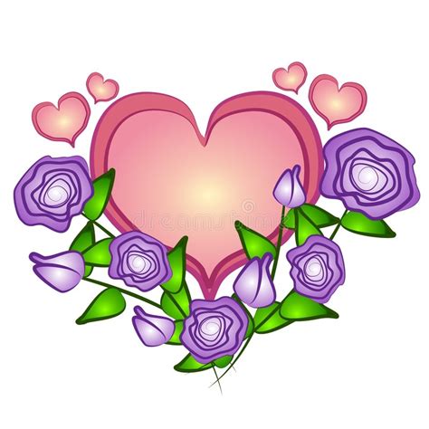 Pink Heart Roses Clip Art Stock Illustration Illustration