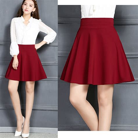 Snow Pinnacle Women Mini Skirt Casual Solid High Waist School Office Pleasted A Line Skirt With