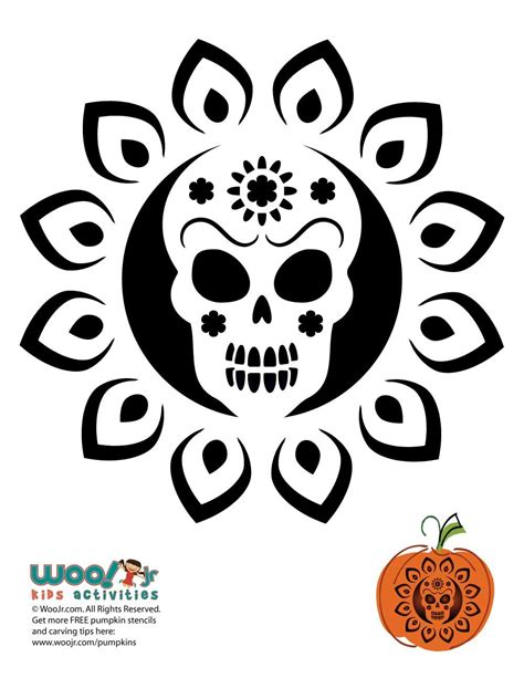 Printable Day Of The Dead Pumpkin Stencil