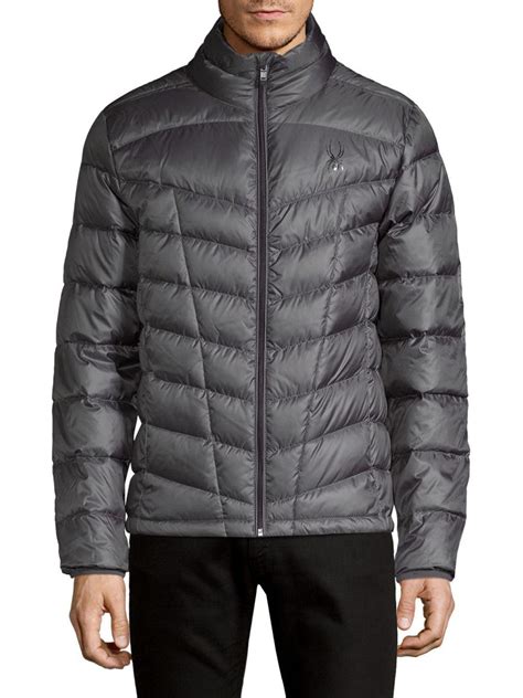 Spyder Synthetic Pelmo Down Puffer Jacket In Gray For Men Lyst