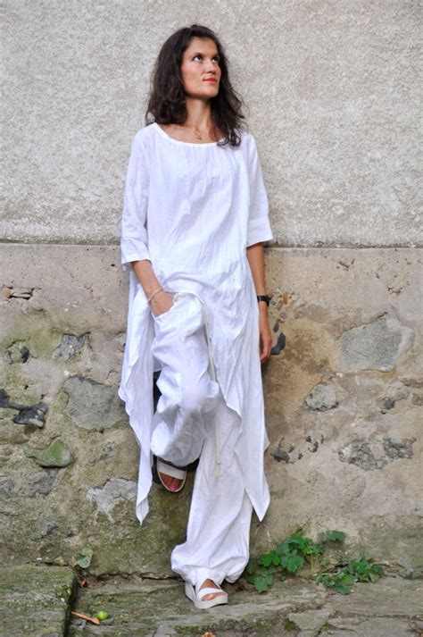 10 amazing tunic tops and long shirts to wear with leggings. Women Set Of Tunic And Pants, White Linen Pants, Plus Size ...