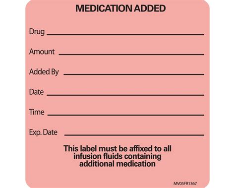 Paper Medication Added Label Medvisionﾮ Mv05fr1367