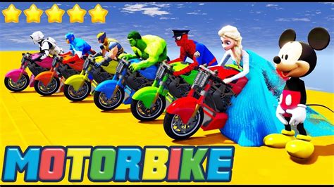 Learn Color Fun And Motorcycles Jump For Kids W Superheroes Cartoon For