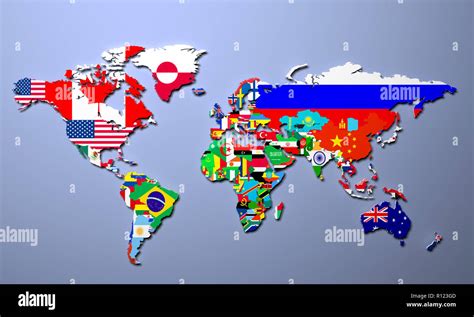 La Mappa Del Mondo Con Tutti Gli Stati E Le Loro Bandiere 3d
