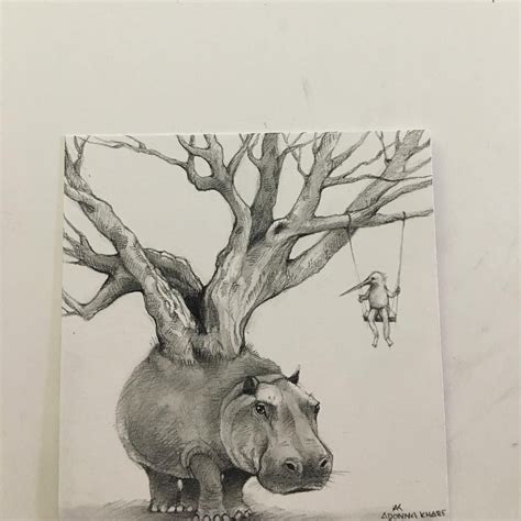 Hippo Funny Drawing By Adonna Khare 8 Preview Realistic Animal