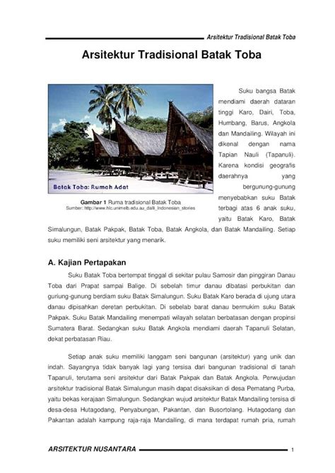 PDF Arsitektur Tradisional Batak Toba DOKUMEN TIPS